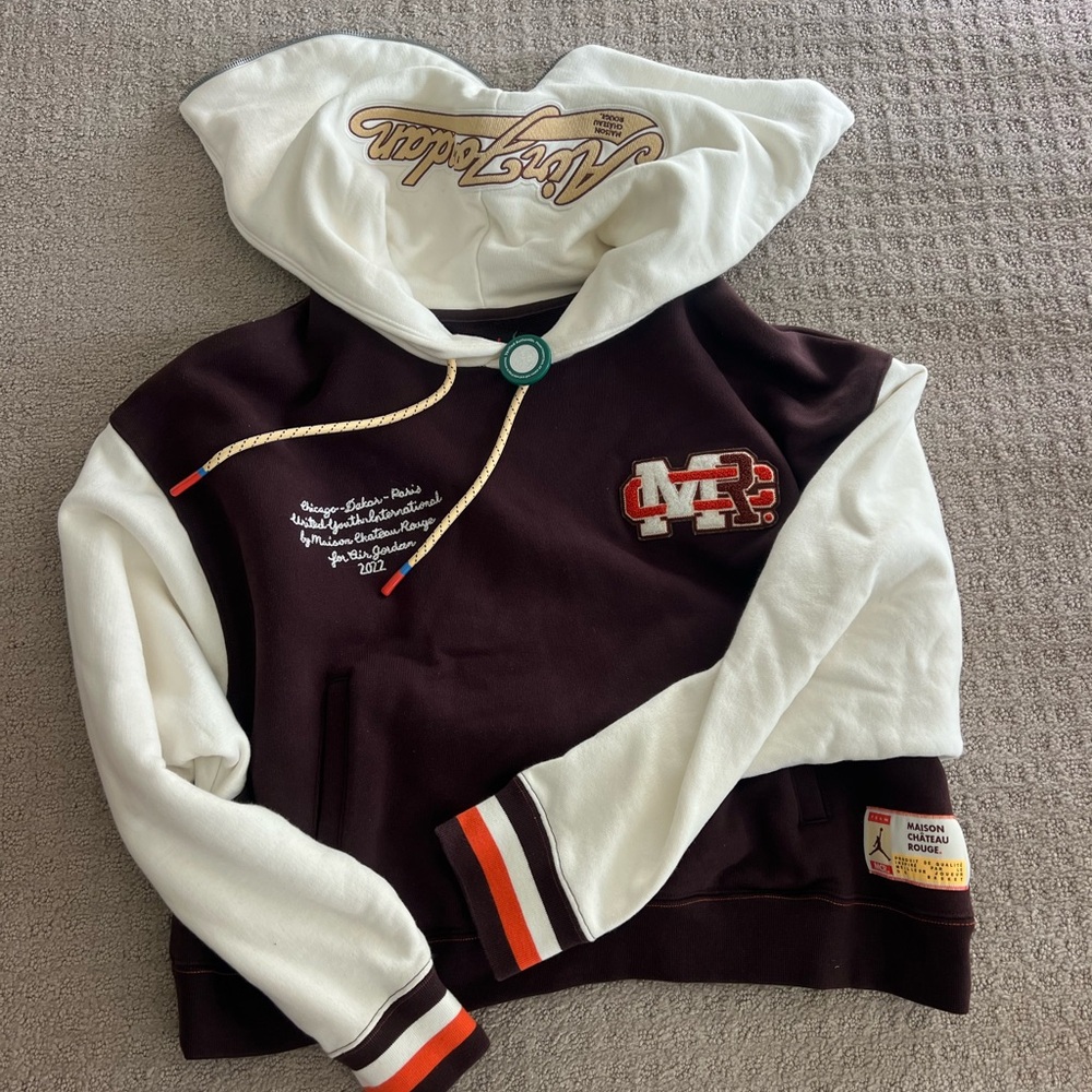 Jordan x Maison Chateau Hoodie Women' Medium Rouge Collab Brown Zip Hood